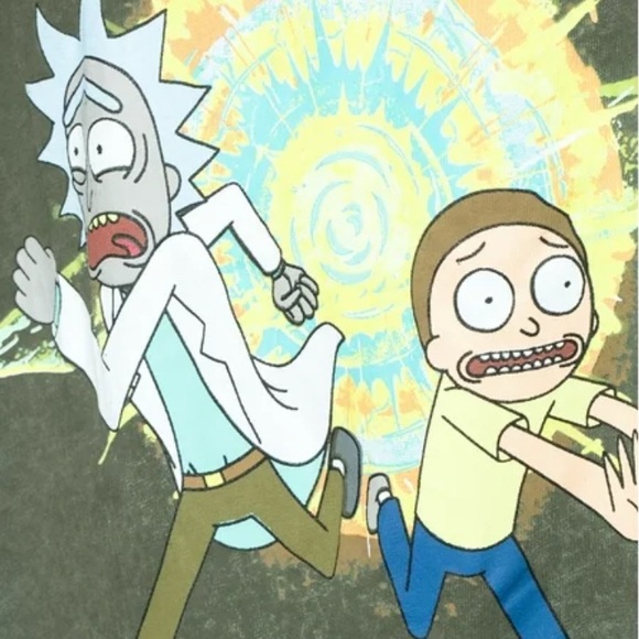 Rick & Morty Casual Green Crewneck Long Sleeve Graphic Print Pullover T-Shirt - Picture 4 of 9